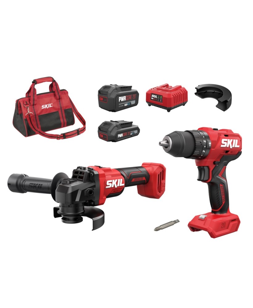 KIT SKIL TRAPANO TASSELLATORE A BATTERIA E SMERIGLIATRICE BRUSHLESS