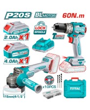 Set Avvitatore + Smerigliatrice Angolare 115 mm, 20V TOTAL art. TCKLI20273E