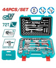 Set di chiavi a bussola 1/4” e 1/2” in valigetta, 44 pezzi TOTAL art. THT421441
