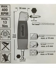 WOLFCRAFT ADATTATORE ANGOLARE PER TRAPANO AVVITATORE art. 4688