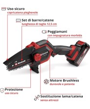 EINHELL Potatore a catena a batteria GE-PS 18/15 Li Bag Kit art. 4600043