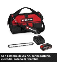 EINHELL Potatore a catena a batteria GE-PS 18/15 Li Bag Kit art. 4600043