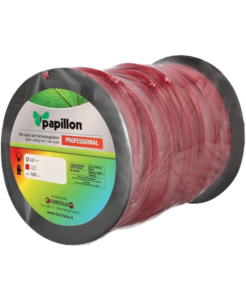 PAPILLON FILO NYLON DECESPUGLIATORE PROFILO QUADRO mm. 5 x 100 metri