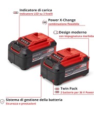 KIT EINHELL 2 BATTERIE TWINPACK 18V DA 5,2 ah POWER X CHANGE