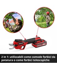 EINHELL Forbici da potatura a batteria c/manico telescopico GP-LS 18/28 Li T BL-Solo