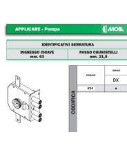 SERRATURA DI SICUREZZA DA APPLICARE A POMPA POMOLO INTERNO TRIPLICE CON SCROCCO G424DX
