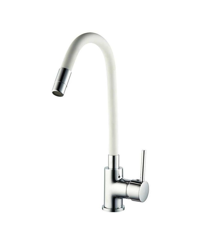 Utilia MISCELATORE LAVELLO A CANNA ALTA FLESSIBILE col. Bianco art. 49822