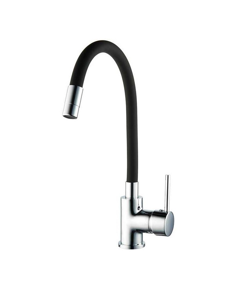 Utilia MISCELATORE LAVELLO A CANNA ALTA FLESSIBILE col. Nero art. 49823