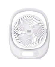 Ventilatore da tavolo Kimono - ricaricabile - con luce LED - 24,8 x 8 x 30,5 cm - bianco - CFG EV140
