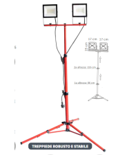 DOPPIO FARO DA LAVORO CANTIERE A LED CON TREPPIEDE 2x50W art. EL148