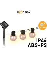 Suprema catena Luminosa Esterno Solare 10m 40 Luci LED Sensore Crepuscolare Giochi di Luce USB-C IP45