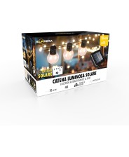 Suprema catena Luminosa Esterno Solare 10m 40 Luci LED Sensore Crepuscolare Giochi di Luce USB-C IP45