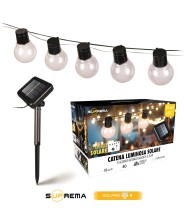 Suprema catena Luminosa Esterno Solare 10m 40 Luci LED Sensore Crepuscolare Giochi di Luce USB-C IP45