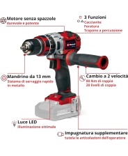 TRAPANO A PERCUSSIONE BATTERIA EINHELL TE-CD 18/44 Li-i (1x2,5Ah)