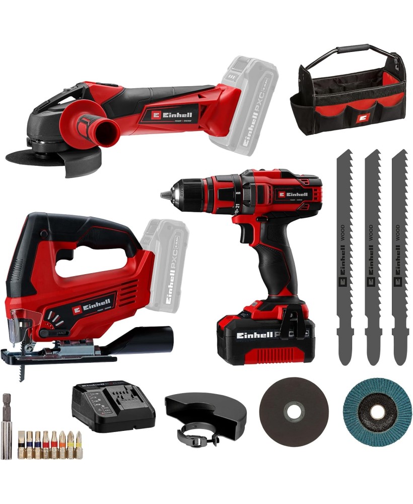EINHELL Kit utensili a batteria TE-TK 18/3 Li Kit (JS+CD+AG)
