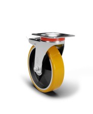 AVO – Ruota in poliuretano avolan con supporto e freno in acciaio per industria diametro 80mm
