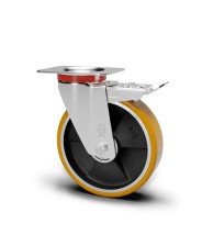 AVO – Ruota in poliuretano avolan con supporto e freno in acciaio per industria diametro 100mm