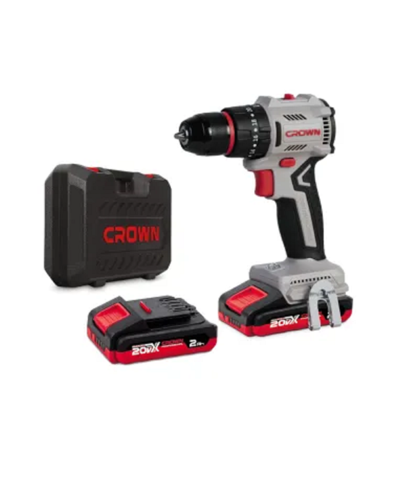 TRAPANO AVVITATORE A PERCUSSIONE A BATTERIA Crown CT21145HMX-2 BMC 20V 2aH